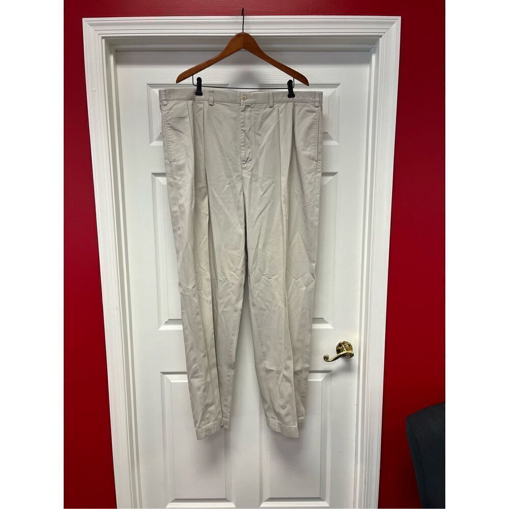 Polo Ralph Lauren Tan Pleated Andrew Pants sz 44X34 Big EUC